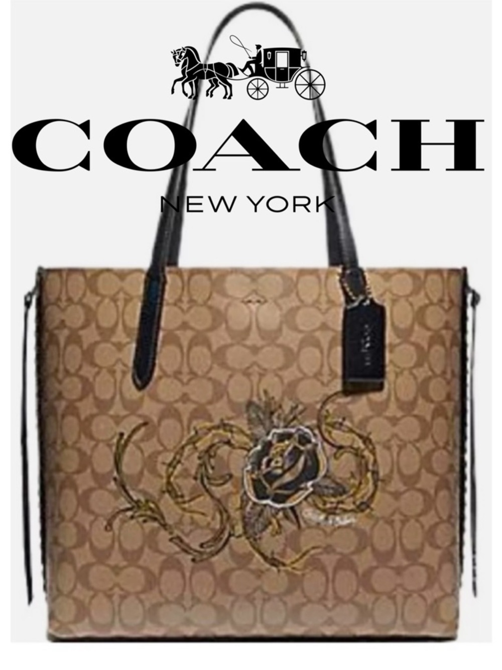 Coach Chelsea Champlain Animation Tattoo Roses f76778 Signature C Large Tote Bag